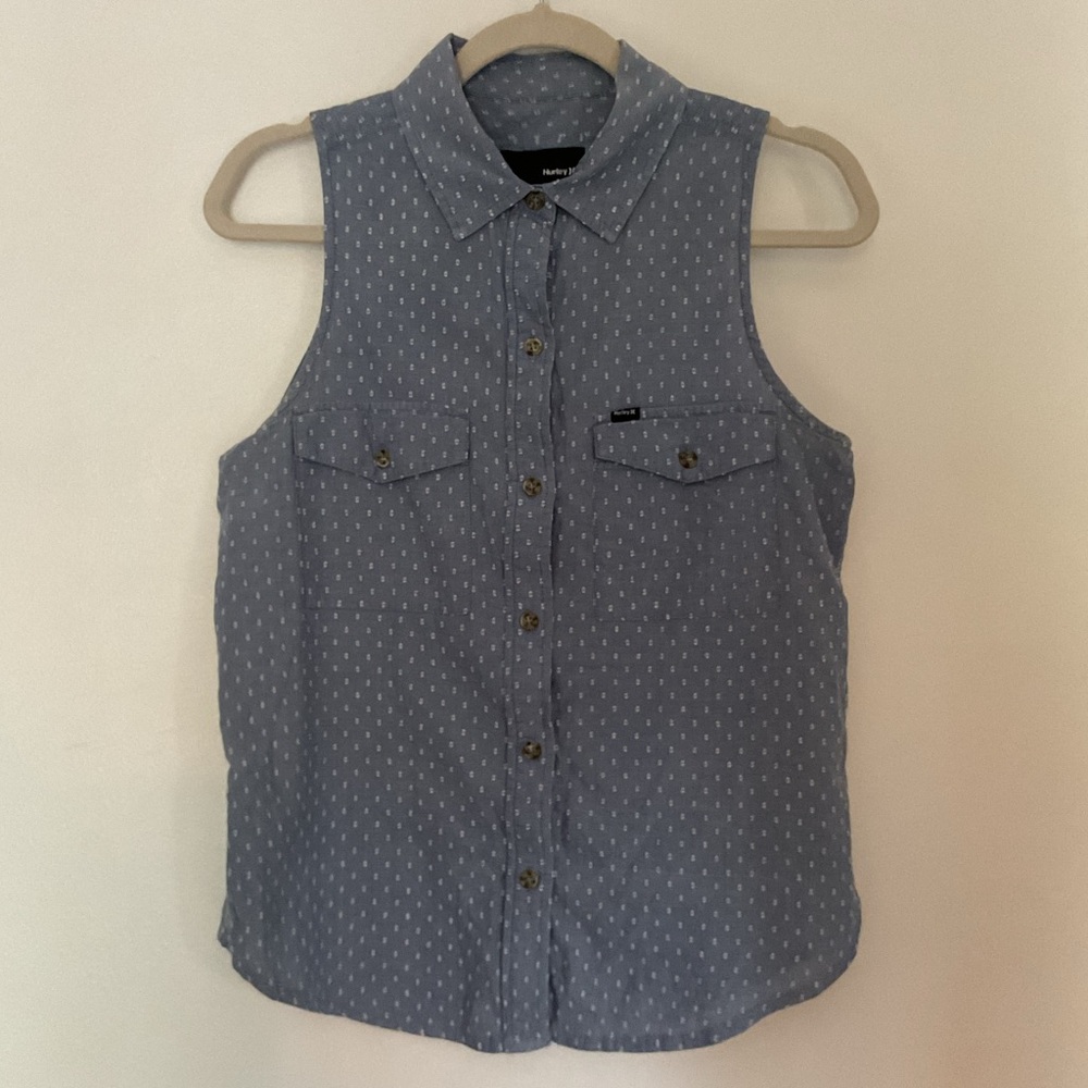 Hurley Blue Patterned Sleeveless Shirt